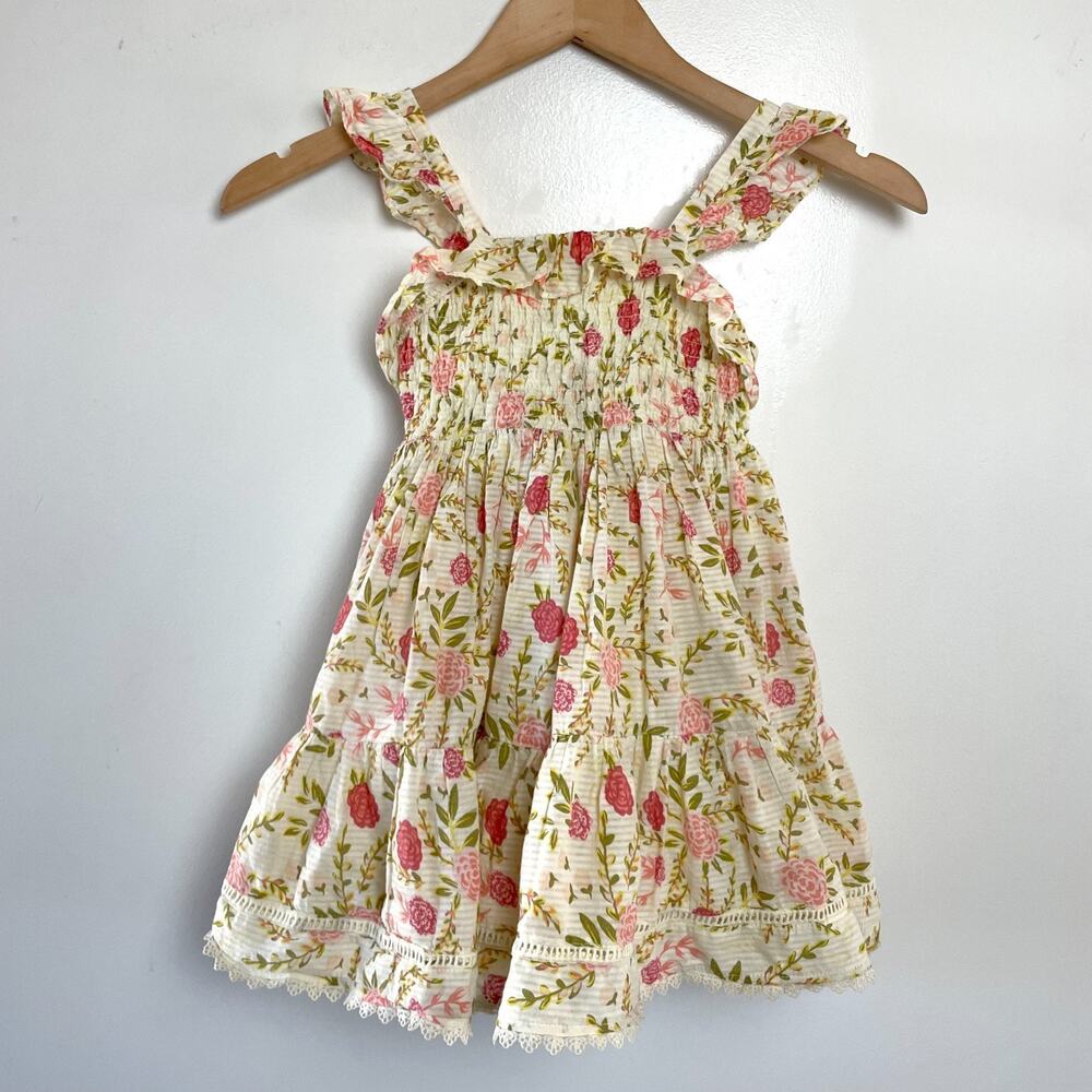 Cupcakes and‎ Cashmere Floral Sundress Girls 4T Boho Cottage Ruched Ruffles